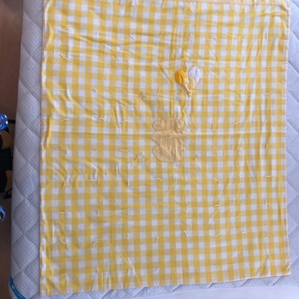 🛒 $15 Vintage Yellow Check Baby Blanket 51